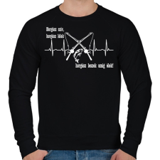 PRINTFASHION Horgász szív - Férfi pulóver - Fekete férfi pulóver, kardigán