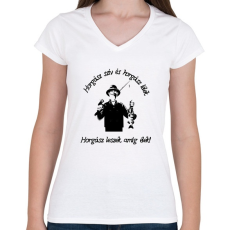 PRINTFASHION horgász szív - Női V-nyakú póló - Fehér