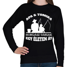 PRINTFASHION Horgász társ - Apa és fia névvel - Női pulóver - Fekete