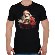 PRINTFASHION Horgász télapó - Férfi póló - Fekete férfi póló