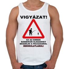 PRINTFASHION HORGÁSZ VESZÉLY - Férfi atléta - Fehér atléta, trikó