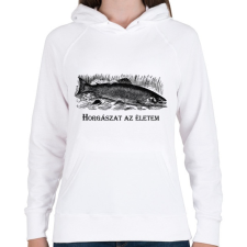 PRINTFASHION Horgászat az életem - Női kapucnis pulóver - Fehér női pulóver, kardigán