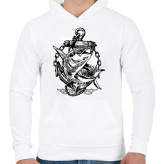 PRINTFASHION Horgászat - Férfi kapucnis pulóver - Fehér