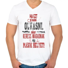 PRINTFASHION Horgászat - Férfi V-nyakú póló - Fehér