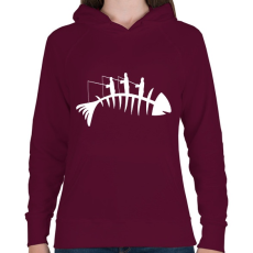 PRINTFASHION Horgászat  - Női kapucnis pulóver - Bordó