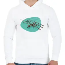 PRINTFASHION Horgászbotok - Férfi kapucnis pulóver - Fehér férfi pulóver, kardigán