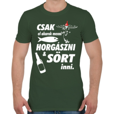 PRINTFASHION Horgászni & sört inni - Férfi póló - Katonazöld