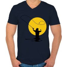 PRINTFASHION Horgászok ásza - Férfi V-nyakú póló - Sötétkék férfi póló