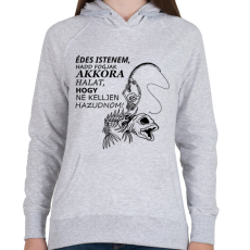 PRINTFASHION Horgászok fohásza - Női kapucnis pulóver - Sport szürke