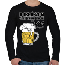 PRINTFASHION Horgászom csak akkor zavarj ha sört hoztál - Férfi hosszú ujjú póló - Fekete