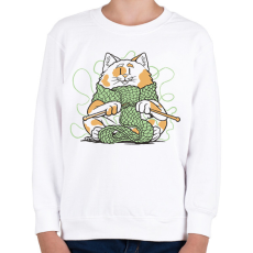 PRINTFASHION Horgoló macska - Gyerek pulóver - Fehér