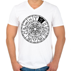PRINTFASHION horoszkóp bika fekete - Férfi V-nyakú póló - Fehér