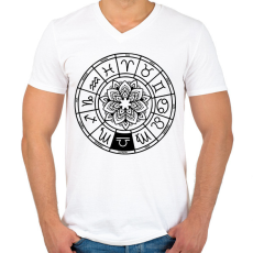 PRINTFASHION horoszkóp mérleg fekete - Férfi V-nyakú póló - Fehér
