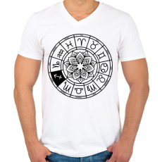PRINTFASHION horoszkóp nyilas fekete - Férfi V-nyakú póló - Fehér