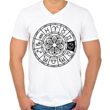 PRINTFASHION horoszkóp rák fekete - Férfi V-nyakú póló - Fehér férfi póló