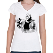 PRINTFASHION Horror cirkusz - Női V-nyakú póló - Fehér női póló