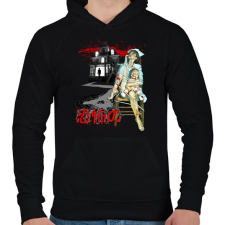 PRINTFASHION Horror House - Férfi kapucnis pulóver - Fekete férfi pulóver, kardigán