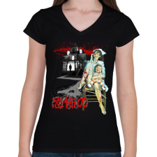 PRINTFASHION Horror House - Női V-nyakú póló - Fekete női póló