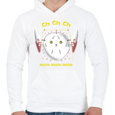 PRINTFASHION Horror macska - Férfi kapucnis pulóver - Fehér