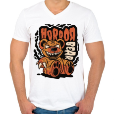 PRINTFASHION Horror medve - Férfi V-nyakú póló - Fehér