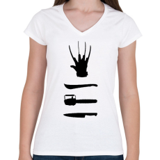 PRINTFASHION Horror - Női V-nyakú póló - Fehér