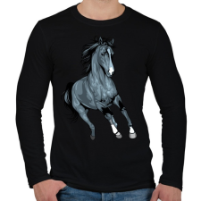 PRINTFASHION Horse - Férfi hosszú ujjú póló - Fekete férfi póló