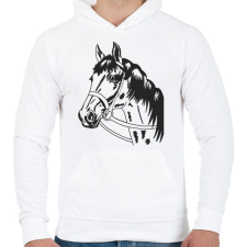 PRINTFASHION Horse - Férfi kapucnis pulóver - Fehér férfi pulóver, kardigán
