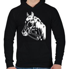 PRINTFASHION Horse - Férfi kapucnis pulóver - Fekete férfi pulóver, kardigán
