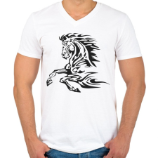PRINTFASHION horse - Férfi V-nyakú póló - Fehér férfi póló