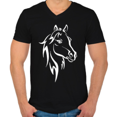 PRINTFASHION Horse - Férfi V-nyakú póló - Fekete