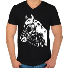 PRINTFASHION Horse - Férfi V-nyakú póló - Fekete