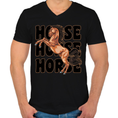 PRINTFASHION horse - Férfi V-nyakú póló - Fekete