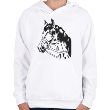 PRINTFASHION Horse - Gyerek kapucnis pulóver - Fehér gyerek pulóver, kardigán