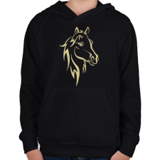 PRINTFASHION Horse - Gyerek kapucnis pulóver - Fekete gyerek pulóver, kardigán