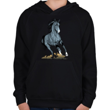 PRINTFASHION Horse - Gyerek kapucnis pulóver - Fekete gyerek pulóver, kardigán