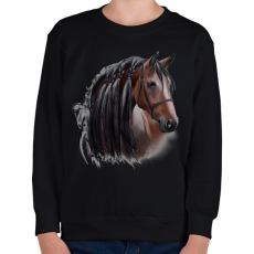 PRINTFASHION horse - Gyerek pulóver - Fekete