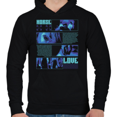 PRINTFASHION Horse Love - Férfi kapucnis pulóver - Fekete