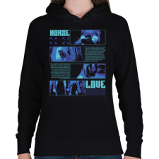 PRINTFASHION Horse Love - Női kapucnis pulóver - Fekete női pulóver, kardigán