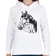 PRINTFASHION Horse - Női kapucnis pulóver - Fehér női pulóver, kardigán