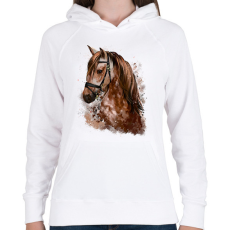 PRINTFASHION Horse - Női kapucnis pulóver - Fehér