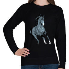 PRINTFASHION Horse - Női pulóver - Fekete