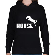 PRINTFASHION HORSE (Puma stílus) - Női kapucnis pulóver - Fekete női pulóver, kardigán