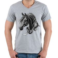 PRINTFASHION horse spirit - Férfi V-nyakú póló - Sport szürke férfi póló