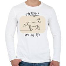 PRINTFASHION Horses are my life - Férfi hosszú ujjú póló - Fehér férfi póló