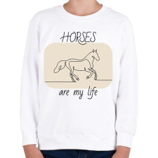 PRINTFASHION Horses are my life - Gyerek pulóver - Fehér gyerek pulóver, kardigán
