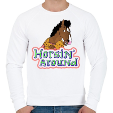 PRINTFASHION Horsin' around - Férfi pulóver - Fehér férfi pulóver, kardigán