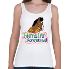 PRINTFASHION Horsin' around - Női atléta - Fehér női trikó