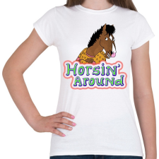 PRINTFASHION Horsin' around - Női póló - Fehér női póló