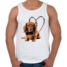 PRINTFASHION hosszú szőrű tacsi - Férfi atléta - Fehér