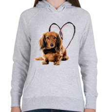 PRINTFASHION hosszú szőrű tacsi - Női kapucnis pulóver - Sport szürke